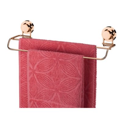 toalheiro barra duplo com ventosa praticita utile rose gold